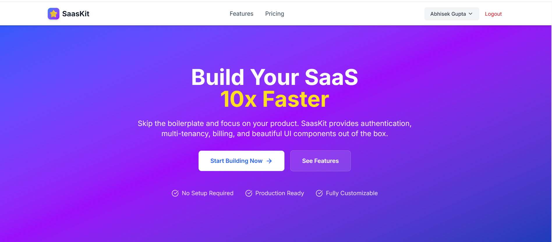 SaaSKit project screenshot